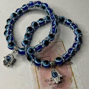 Blue Evil Eye Bracelet Set